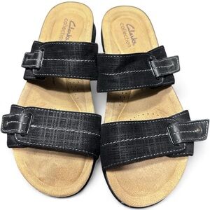 Clarks Collection Women’s April Dusk Sandals Size 7.5 Adjustable Straps Black